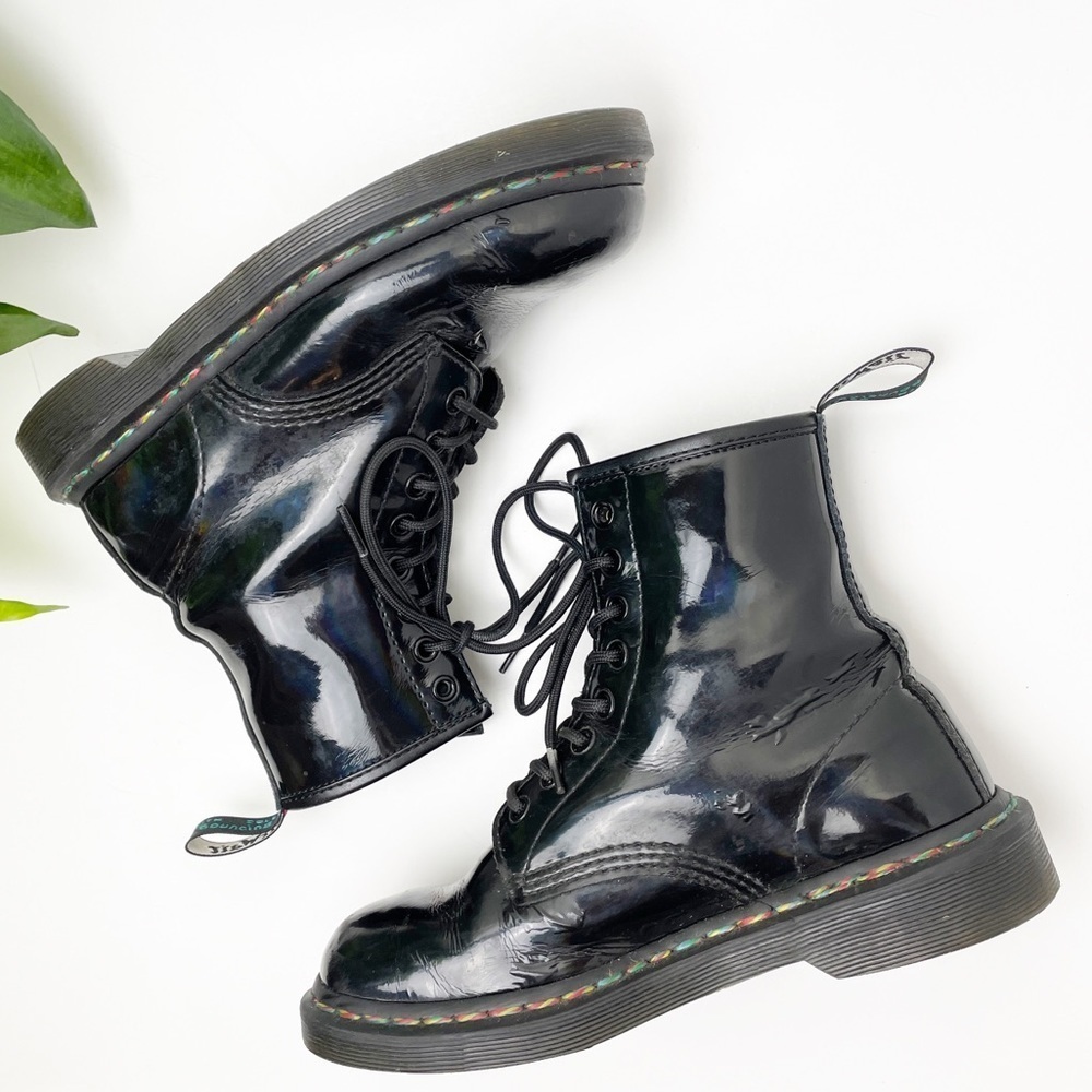 Dr. Martens Rainbow Oil Slick Black Patent 1460 size 7